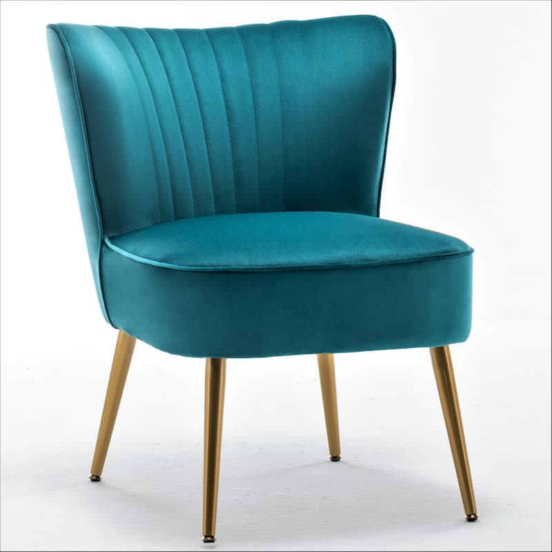 Sauter 23.2" Wide Mid-Century Modern Microfiber Accent Chair with Metal Leg