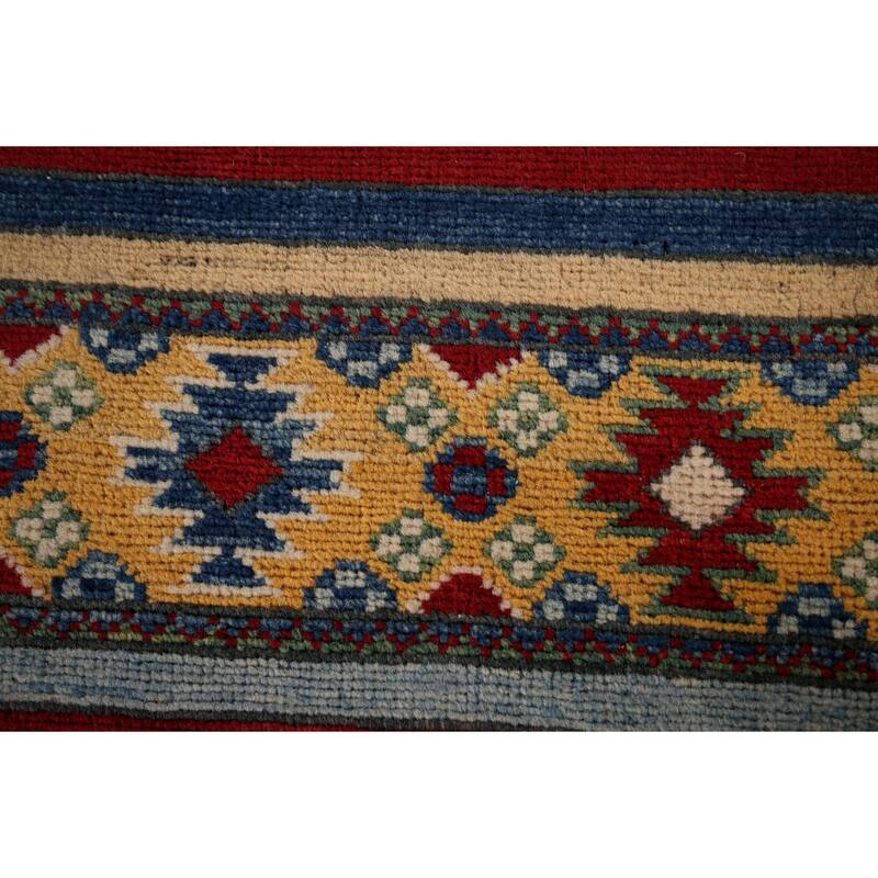Striped Kazak Oriental Area Rug Handmade Wool Carpet - 5'2" x 6'8"