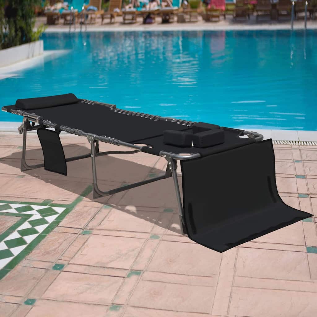 VEIKOUS Patio Chaise Lounge Chairs for Outdoor Tanning Chair with Face Hole, Pillow and Pocket