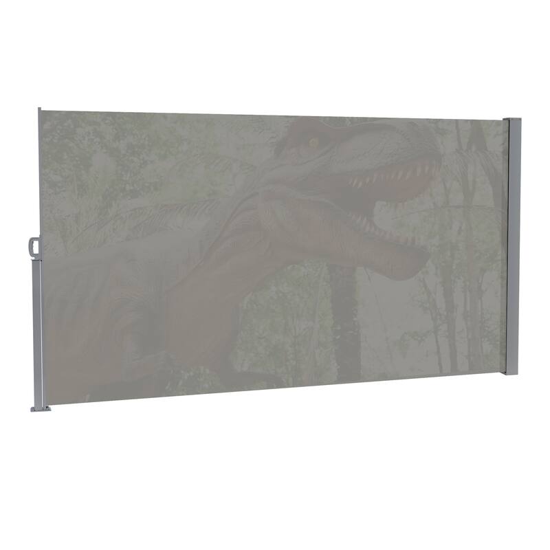 71"x138" Patio Retractable Side Awning Screen, semi-transparent with UV printing, ideal for blocking dust,sunshine and wind