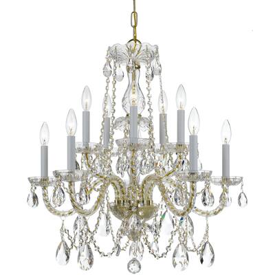 Traditional Crystal 10 Light Clear Spectra Crystal Brass Chandelier - 26'' W x 26'' H
