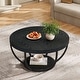 preview thumbnail 35 of 43, 31.7" Round Coffee Table, Rustic 2-Tier Center Table with Storage Open Shelves