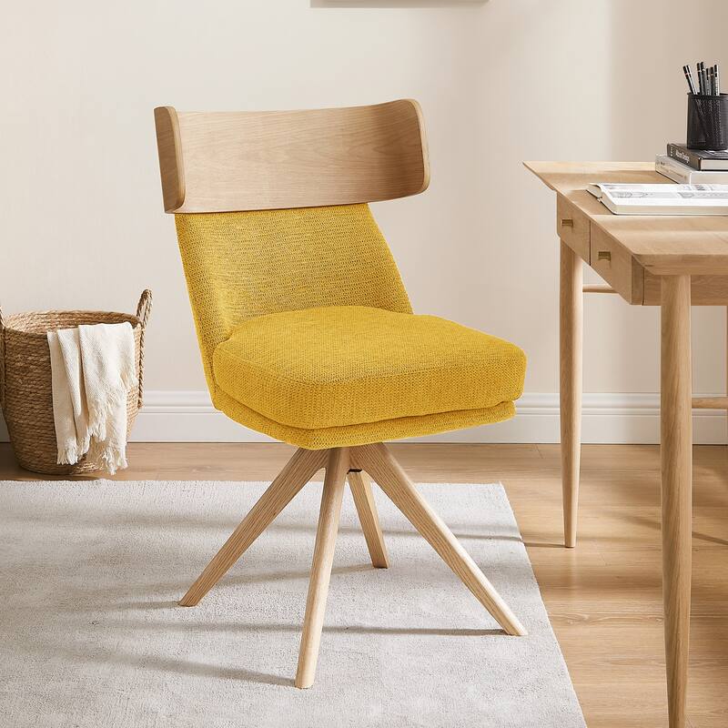 Art Leon Wood and Fabric Swivel Desk Chair - Yellow