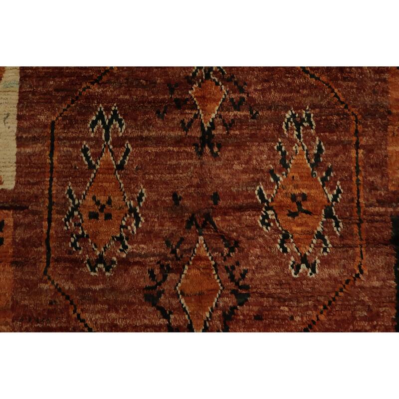 Hand Knotted Oriental 100% Wool Carpet Modern Tribal Oranges & Rust Moroccan Area Rug - 10' 0'' X 6' 8''