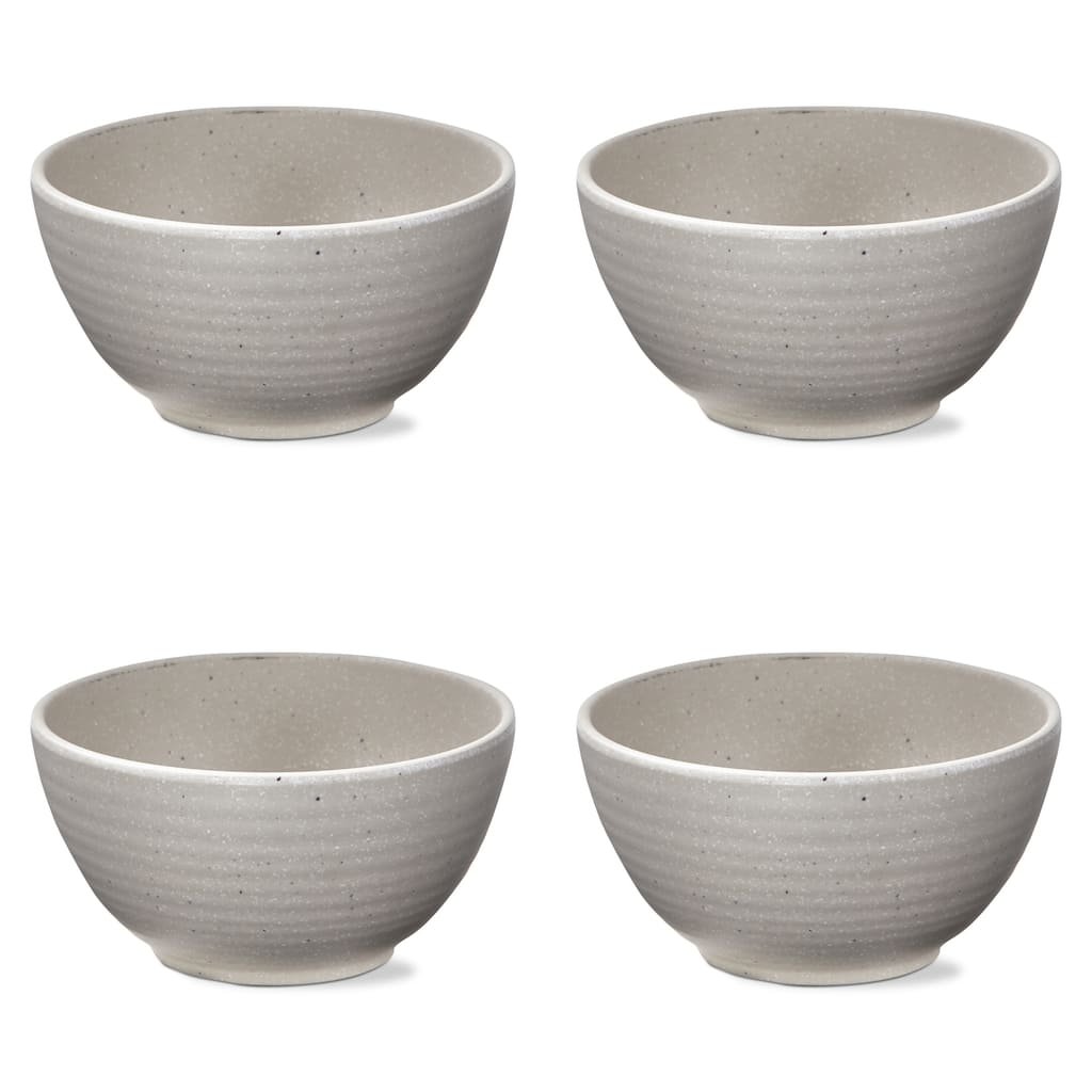 22 oz. 6 in. Cream Brooklyn Melamine Plastic Dinnerware Bowl Dishwasher Safe Indoor Outdoor Round Beige Set 4