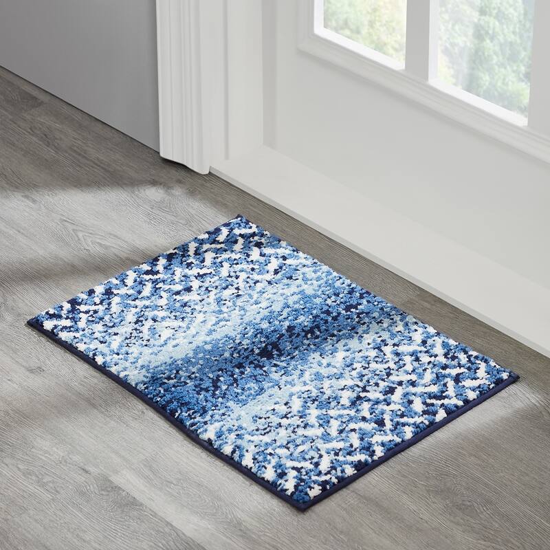 Better Trends Casablanca Collection 100% Micro Polyester Soft Plush & Absorbent Water Machine Washable 2 Piece Bath Rug Set - 2 Piece Set (17" x 24" | 17" x 24") - Blue