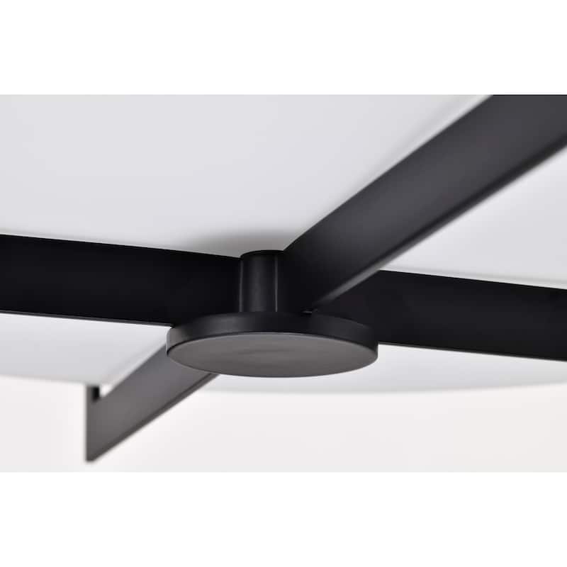 Roselle - 15 Inch Flush Mount - Matte Black with White Glass