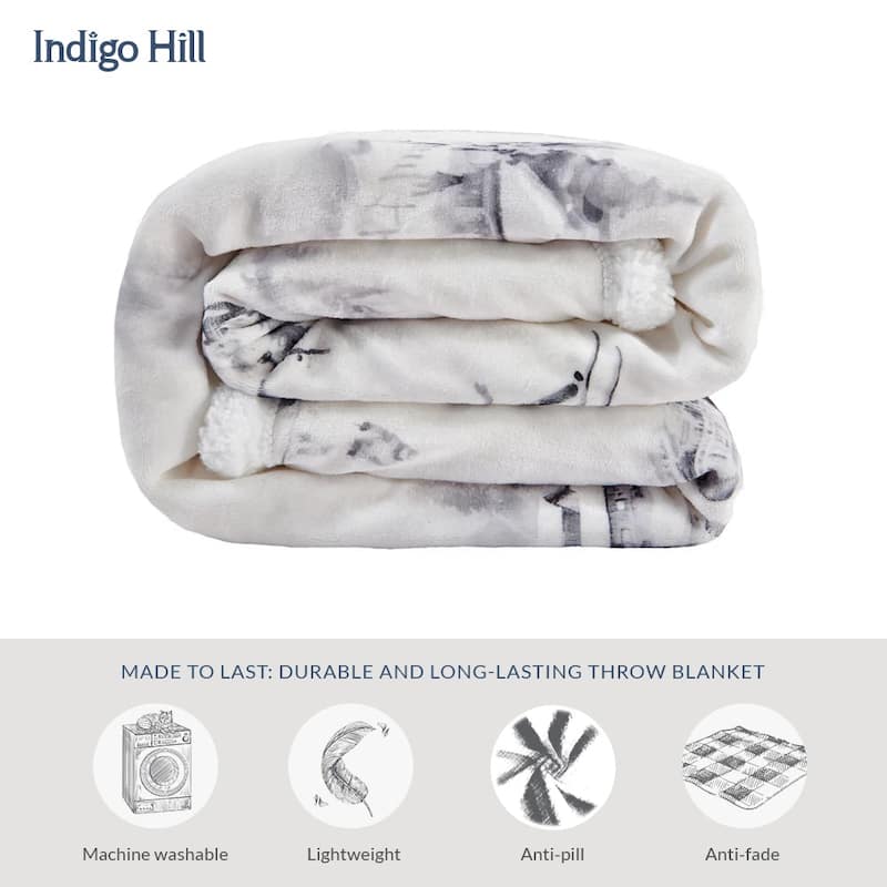 Indigo Hill by HiEnd Accents Campfire Sherpa Fleece Throw, 1PC or 3PC