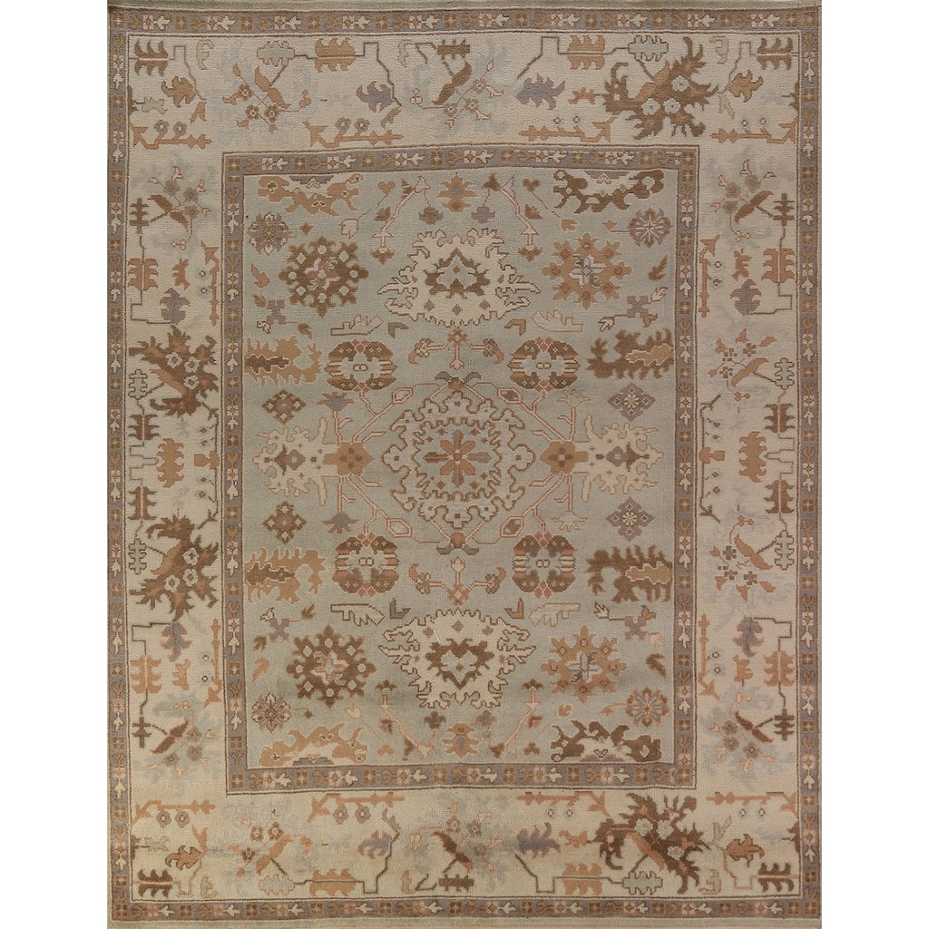 Earth Tone Oushak Indian Area Rug Handmade Bedroom Wool Carpet - 8'1"x 10'1"