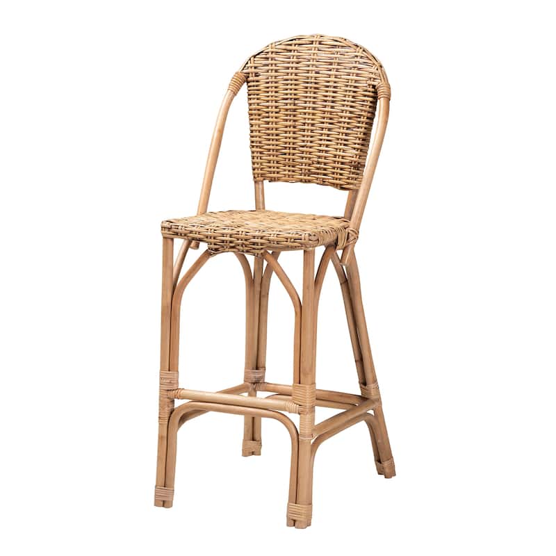 Neola Modern Bohemian Natural Rattan Bar Stool - Natural Brown