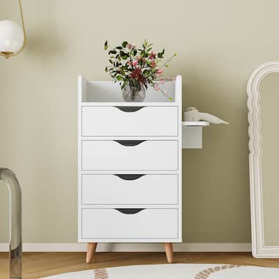 4-Layer Salon Storage Cabinet with 2 Hair Dryer Holders,4 Drawers and Raised Table Legs