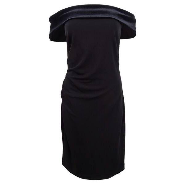 Shop Vince Camuto Women S Off The Shoulder Velvet Contrast Dress
