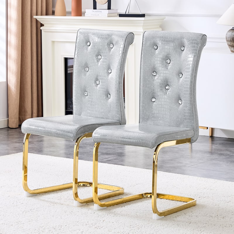 Set of 2 Dining Chair Side Chair Kitchen Chair Leisure Chair Lounge Chair Gray Gold Office Chair Armless Chair - Gray Gold