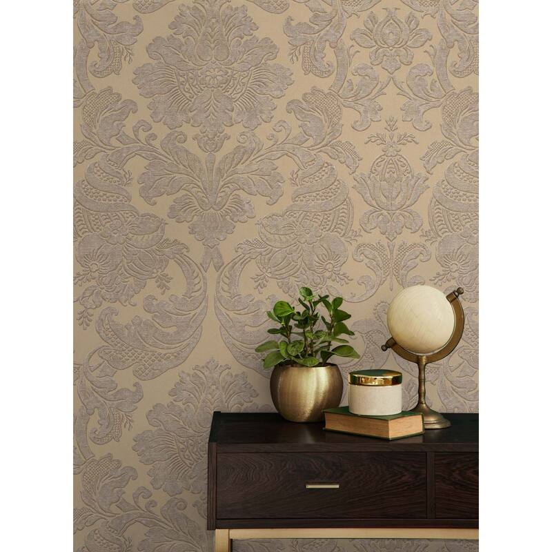 Seabrook Designs Kanta Damask Unpasted Wallpaper - 20.5 in. W x 33 ft. L