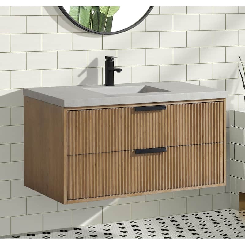 Ari Bath San Diego 42" Floating Bathroom Vanity Weathered Fir