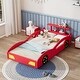 preview thumbnail 15 of 19, Roomfitters Wooden Race Car Platform Bed, Car-Shaped Twin Bed with Wheels for Teens, Blue Red - Twin