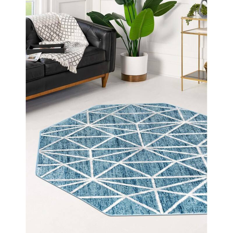 Contemporary Ahora Collection Area Rug - 5'3"x5'3" Octagon - Blue