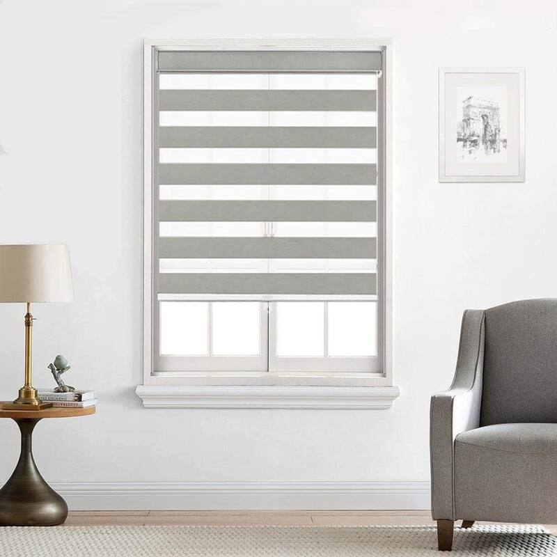 Zebra Shade Cordless,Dual Mode, lets light in and blocks light out - 22x60" - Grey