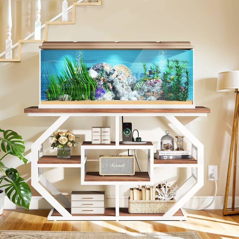 Moasis 55-75 Gallon Aquarium Stand with Power Outlet,Console Table for Entryway