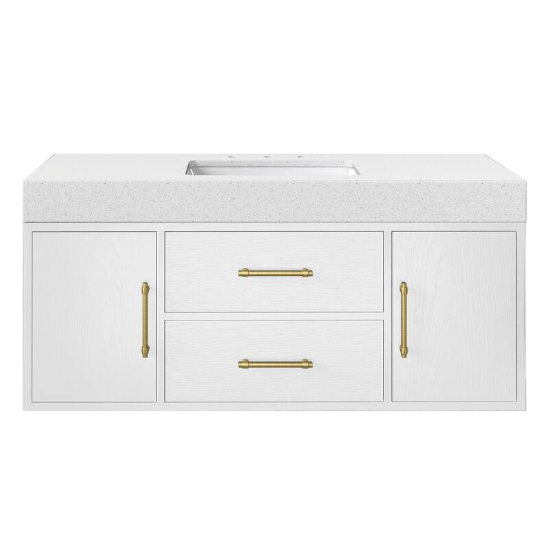 Moasis 40"/48" Wide Floating Wall Mounted Bathroom Vanity with 2 Drawers & 2 Storage Cabinet