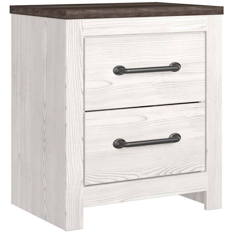 White/Gray 2 Drawer 21.69 in. W Nightstand with Sturdy Hardware and Ample Storage