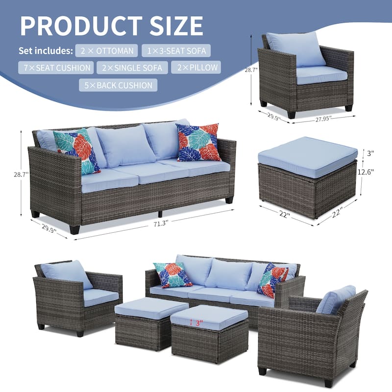 Ainfox Outdoor Patio Sofa Set Sectional Wicker Sofa Patio Furniture Rattan sofa
