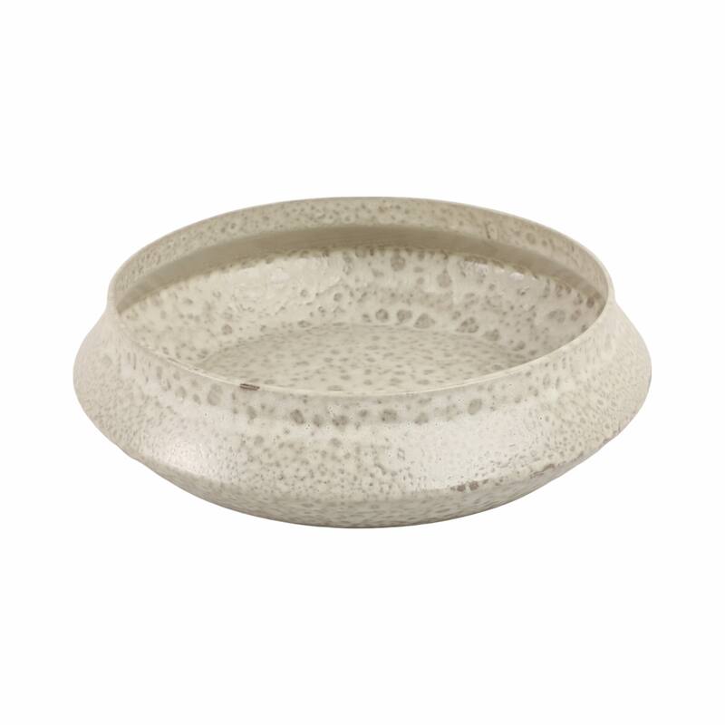 Terracotta Decorative Bowl Modern Speckled Finish Accent - 4" White - 14" x 14" x 3.5"
