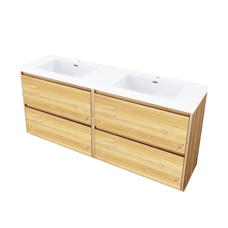 Freestanding Bathroom Vanity with Integrated Resin Top