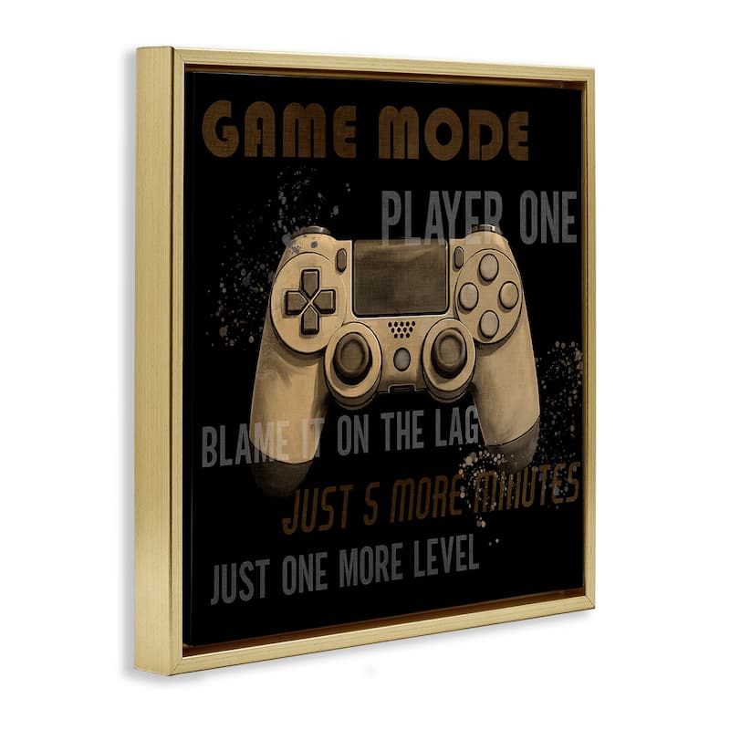 Stupell Gamer Phrases Vintage Style Framed Floater Canvas Wall Art Design By Kim Allen