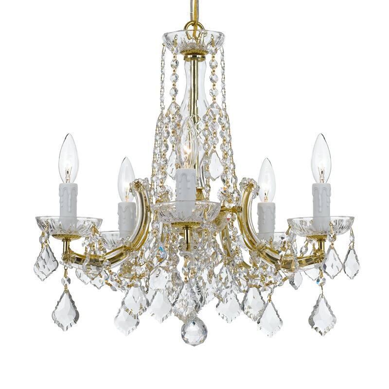 Crystorama 5 Light Gold Mini Chandelier - 20'' W x 19'' H - 20'' W x 19'' H