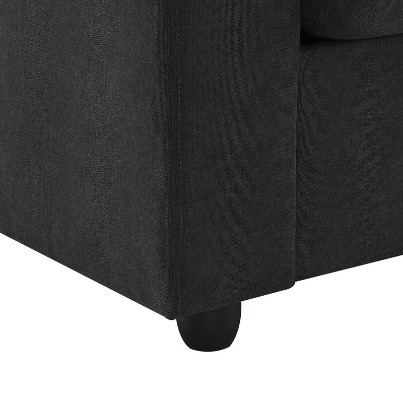 100.4" L-Shaped Polyester Sectional Sofa with 4-Seat Convertible Couch and Ottoman & Pocket Spring Cushions (300lb Capacity)