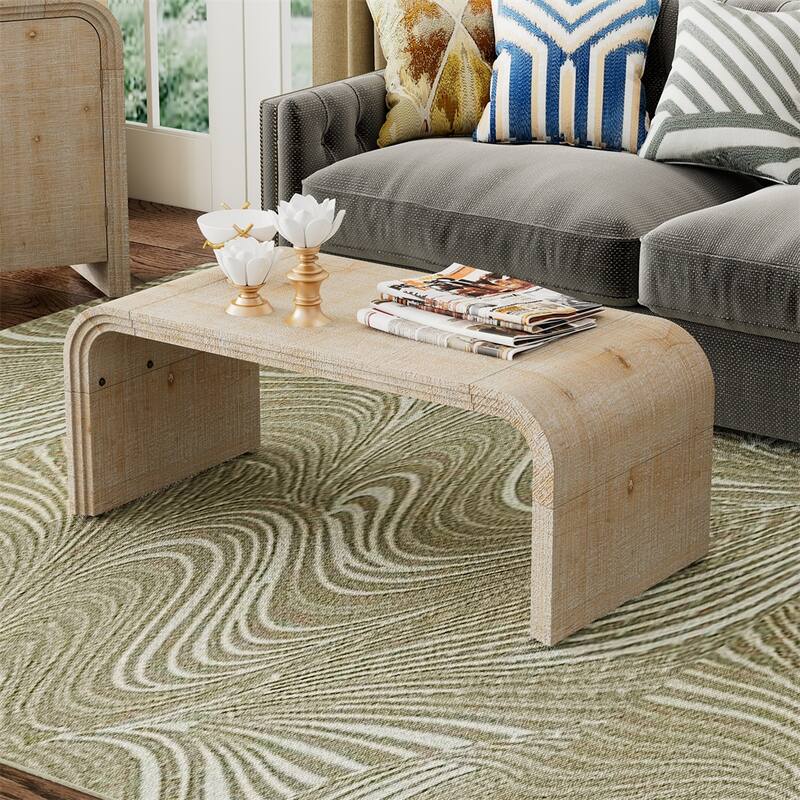 Minimalist Coffee Table with Curved Art Deco Design for Living Room
