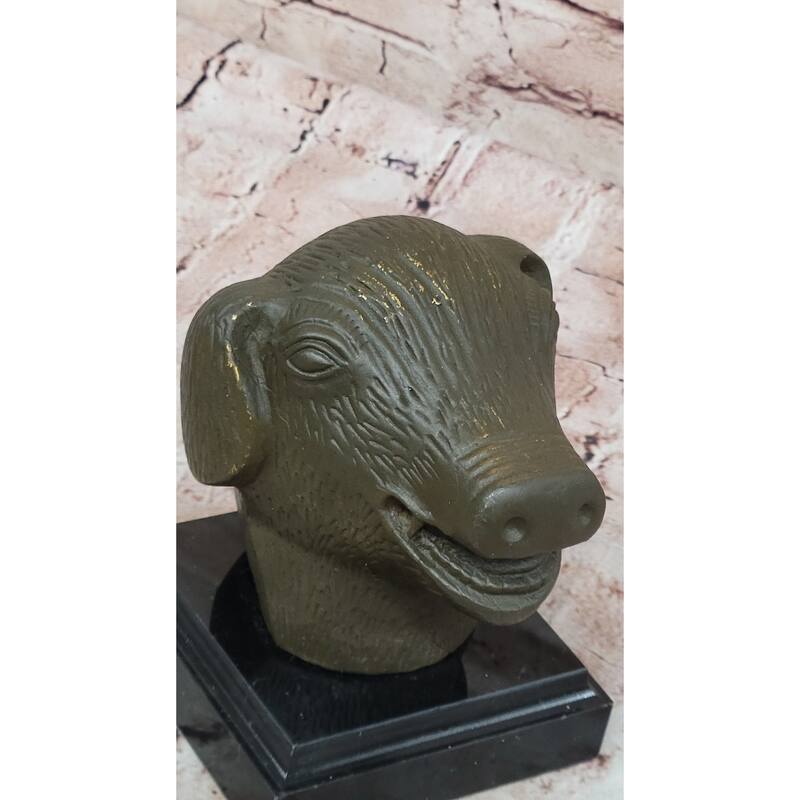 Bronze Pig Boar Head Statue Realistic Farmhouse Sculpture Decor