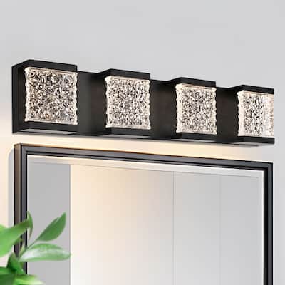 25" 4-Light LED Vanity Light with Crystal Glass