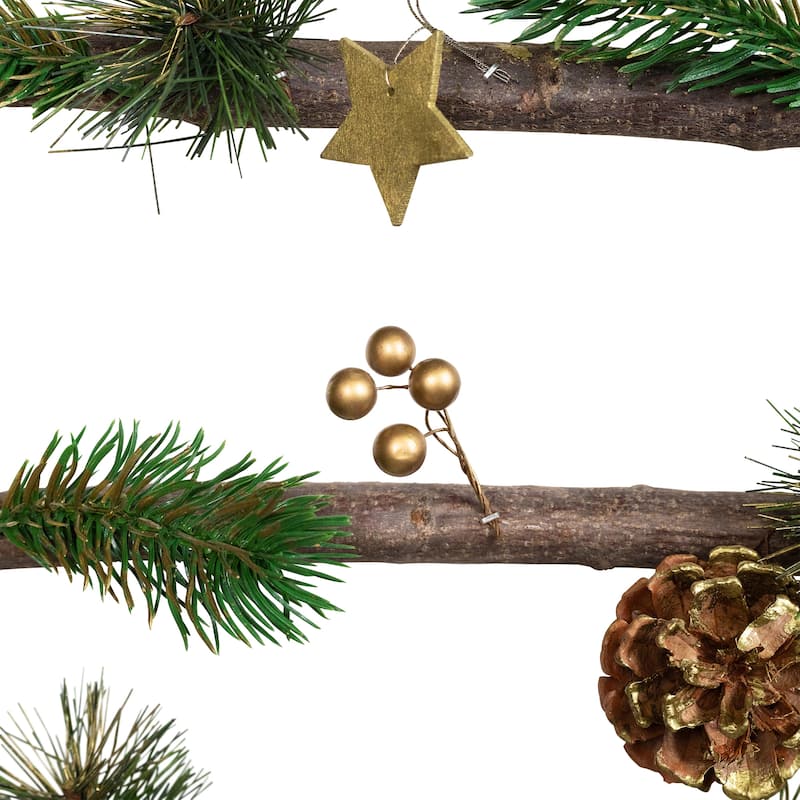 Star and Pinecone Hanging Tree Wooden Christmas Wall Decoration - 30"