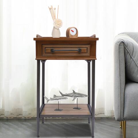 Wood End Table Nightstands Sofa Side Table with Drawer