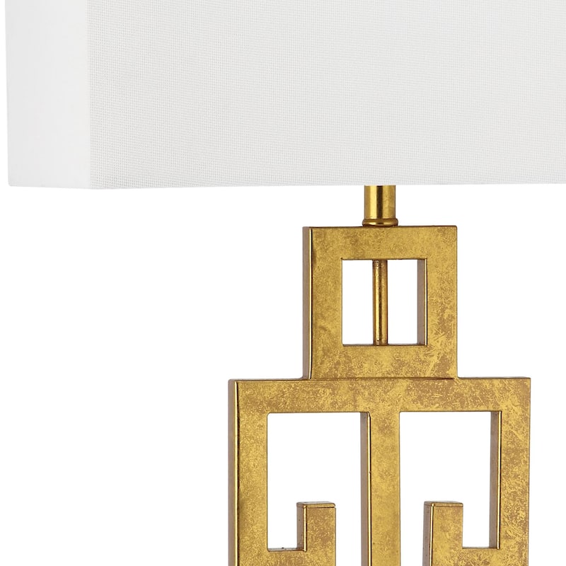 SAFAVIEH Lighting Chantelle Greek Antiqued Gold 29-inch Table Lamp (Set of 2) - 16"W x 9"D x 29"H