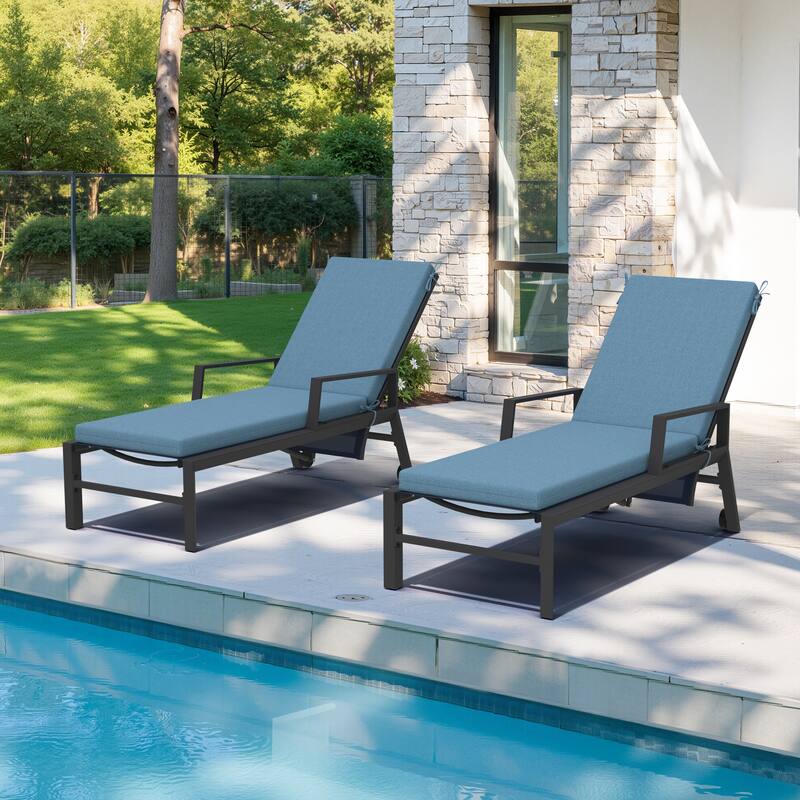 Outdoor Patio Chaise Lounge Cushion with Sunbrella