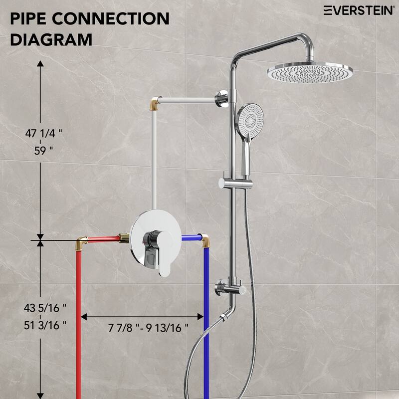 Wall Mount Pressure-Balanced Shower System 10"Rainfall Shower Head with Slider Bar Handheld