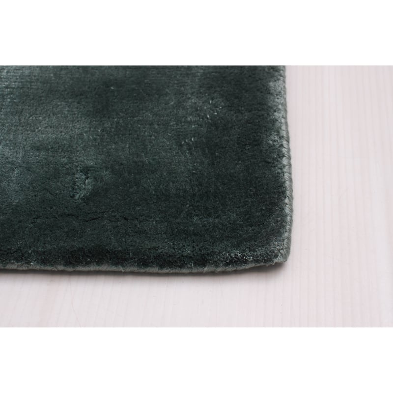 ECARPETGALLERY Hand Loomed Shimmer Turquoise Viscose Rug - 8'0 x 9'7
