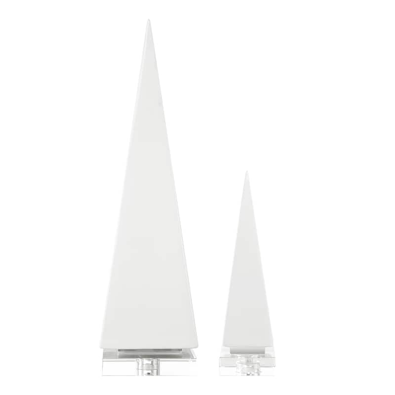 Uttermost Great Pyramids Sculpture In White, Set Of 2 - 5.25"W x 19.25"H x 5.25"D
