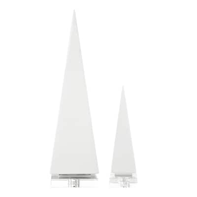 Uttermost Great Pyramids Sculpture In White, Set Of 2 - 5.25"W x 19.25"H x 5.25"D
