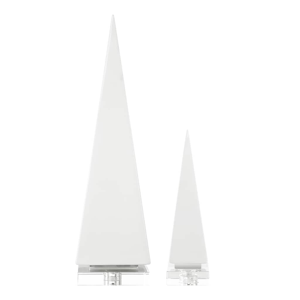 Uttermost Great Pyramids Sculpture In White, Set Of 2 - 5.25"W x 19.25"H x 5.25"D
