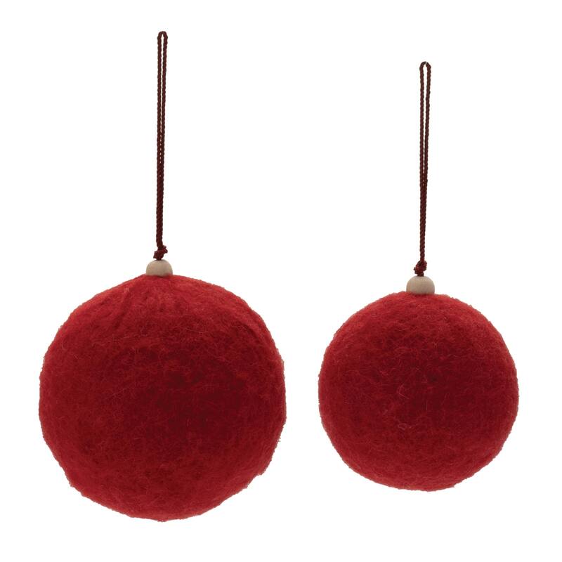 Felt Ball Christmas Ornaments - 4.75" - Red - 4ct