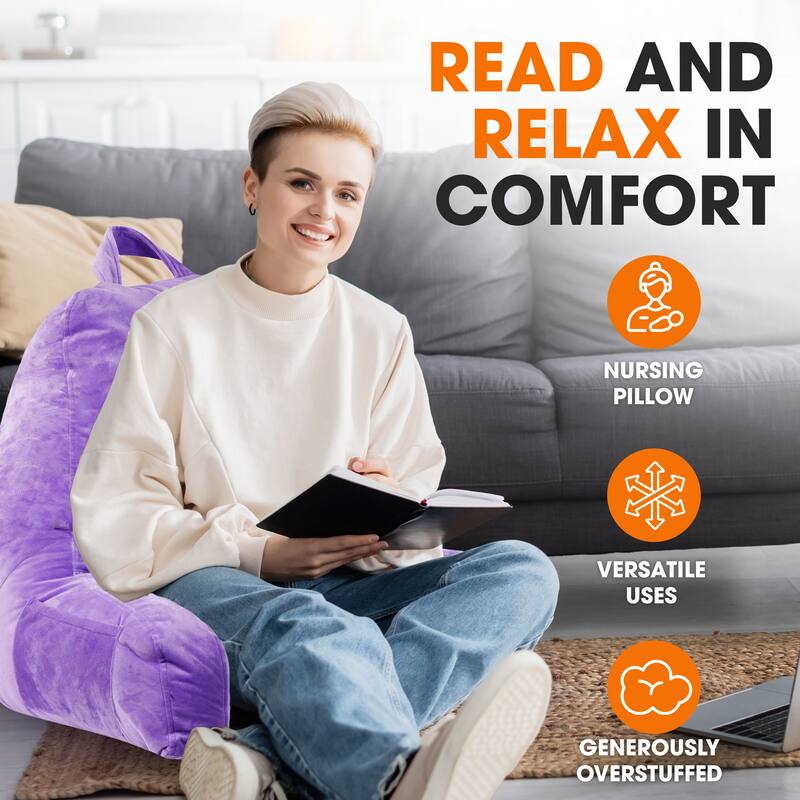 Cheer Collection Backrest Reading TV and Gaming Pillow with Armrest