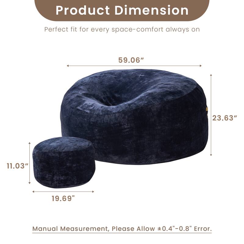 OVIOS Plush Wrapped Lounger Sofa With Ottoman