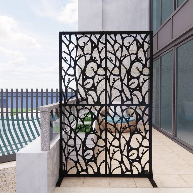 Outdoor and Indoor Divider with Free Standing - Black