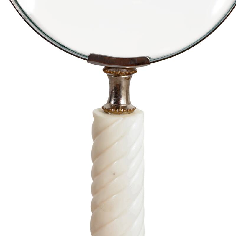 Resin Metal Magnifying Glass Decorative Textured Handle for Shelf Desk - 4" x 9" x 1"
