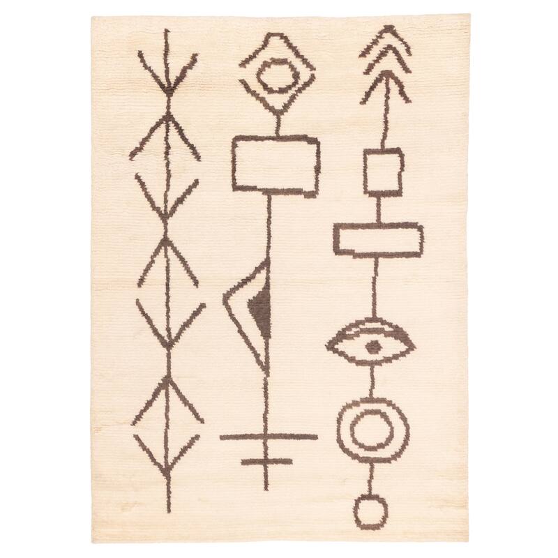 ECARPETGALLERY Hand-knotted Tangier Cream Wool Rug - 5'5 x 7'7