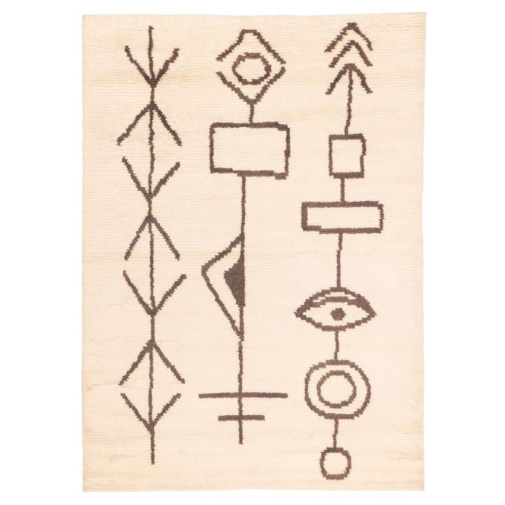 ECARPETGALLERY Hand-knotted Tangier Cream Wool Rug - 5'5 x 7'7